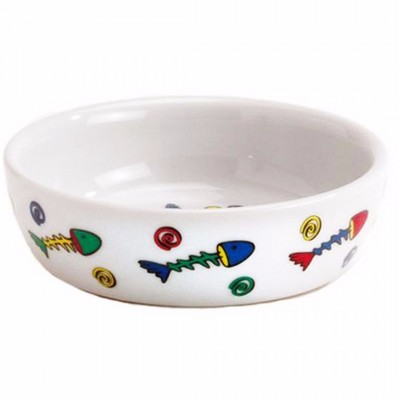 Миска для кошек фарфоровая с цветными рыбками Beeztees Porcelain Bowl 330 мл * 13 см