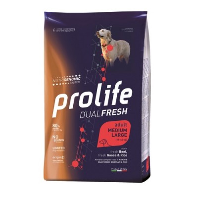 Корм со свежей говядиной, гусем и рисом для взрослых собак средних и крупных пород Prolife Dualfresh Adult Medium/Large 2,5 кг