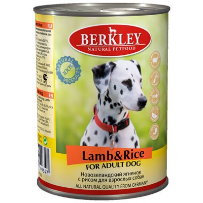 Консервы для собак Berkley Ягненок и рис 400 г