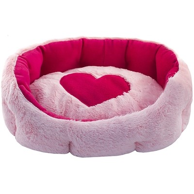 Лежак овальный пухлый с подушкой розовый Дарэлл Zоо-М Pantera 55 * 45 * 17 см