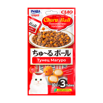 Inaba Ciao Churu Ball лакомство-топпинг для взрослых кошек, шарики с кремовой начинкой из тунца...