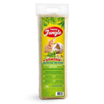 Happy Jungle опилки для грызунов, зеленое яблоко - 20 л