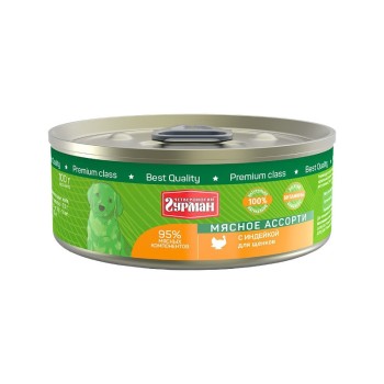 Четвероногий Гурман Мясное ассорти консервированный корм с индейкой для щенков - 100 г (24...