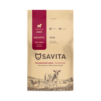 Savita Grain Free Adult Mini Veal сухой беззерновой корм для взрослых собак малых пород...