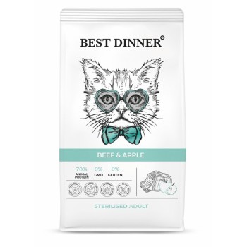 Best Dinner Adult Sterilised Beef & Apple сухой корм для взрослых стерилизованных кошек с...