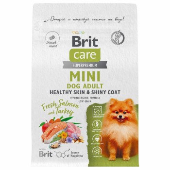 Brit Care Mini Adult Healthy Skin&Shiny Coat сухой корм для взрослых собак мелких пород,...