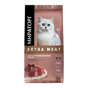 Мираторг Extra Meat сухой корм для взрослых стерилизованных кошек, с нежной телятиной - 10...