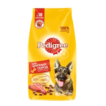 Pedigree сухой корм для взрослых собак крупных пород больше 25 кг, с говядиной -...