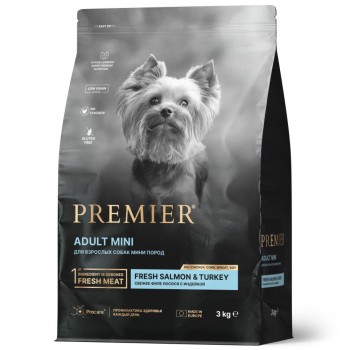Premier Dog Salmon & Turkey Adult Mini сухой корм для собак мелких пород, свежее...