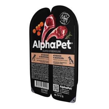 AlphaPet Superpremium влажный корм для щенков, беременных и кормящих собак с ягненком и морковью...
