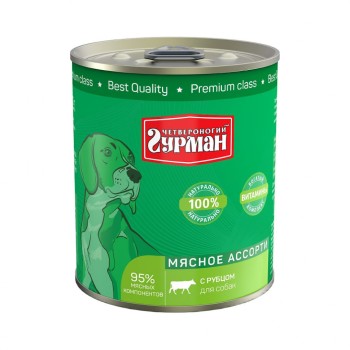 Четвероногий Гурман Мясное ассорти для собак с рубцом - 340 г (12 шт)