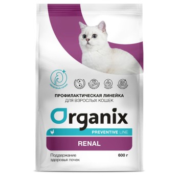 Organix Renal сухой диетический корм для взрослых кошек при заболеваниях почек, с курицей -...