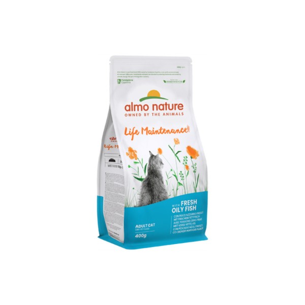 Almo Nature Life Maintenance сухой корм для взрослых кошек и коричневым рисом, со свежей морской рыбой - 400 г