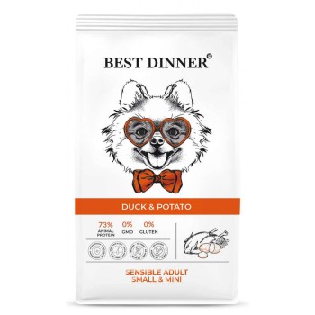 Best Dinner Adult Sensible Mini Duck & Potato сухой корм для собак мелких пород...