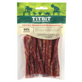 TiTBiT "Золотая коллекция" лакомство для собак нарезка мраморная из баранины - 80 г