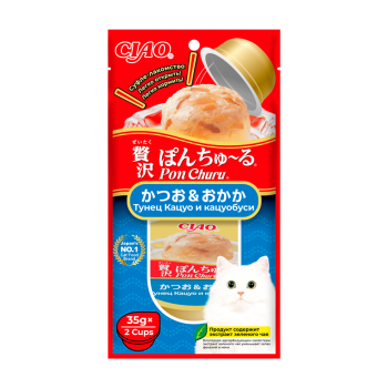 Inaba Ciao Pon Churu лакомство суфле для взрослых кошек с тунцом Кацуо и кацуобуси...