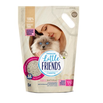 Little Friends Tofu Natural растительный комкующийся наполнитель для кошачьего туалета, Тофу Натуральный - 2,5...