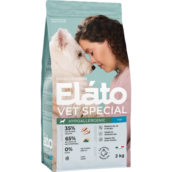 Elato Holistic Vet Special Hypoallergenic сухой диетический корм для собак при пищевой аллергии или непереносимости, с рыбой - 2 кг