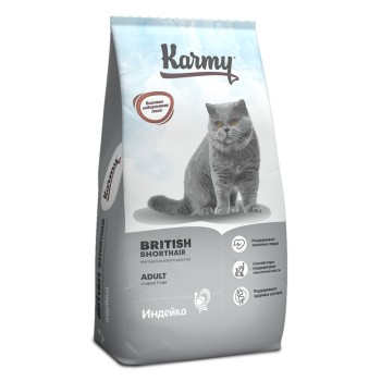 Karmy British shorthair сухой корм для взрослых кошек породы британская короткошерстная с индейкой -...