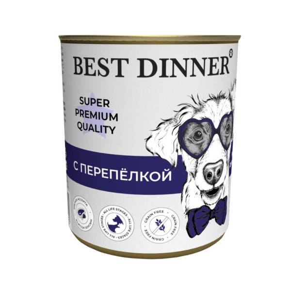 Best Dinner Super Premium консервы для собак с перепелкой - 340 г х 6 шт