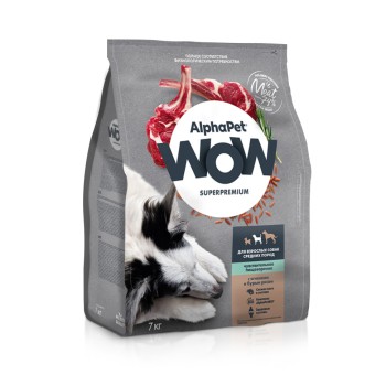 AlphaPet WOW Superpremium полнорационный сухой корм для взрослых собак средних пород с чувствительным пищеварением,...