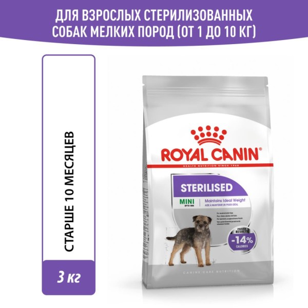 Royal Canin Mini Sterilised сухой корм для взрослых стерилизованных собак мелких пород - 3 кг