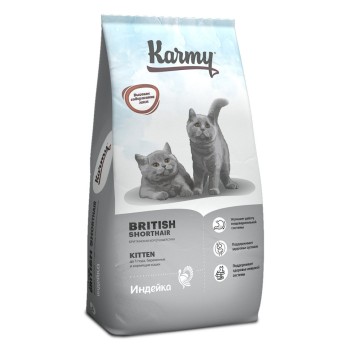 Karmy British shorthair Kitten сухой корм для котят породы британская короткошерстная с индейкой -...