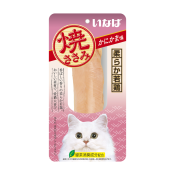 Inaba Yaki Sasami лакомство для взрослых кошек, куриное филе cо вкусом краба - 26...