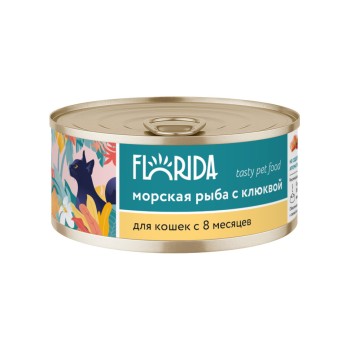 Florida влажный корм для взрослых кошек, из морской рыбы с клюквой, в консервах -...