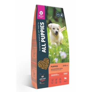 ALL PUPPIES сухой корм для щенков с говядиной и овощами - 13 кг