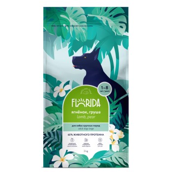 Florida сухой корм для взрослых собак крупных пород с ягненком и грушей - 3...