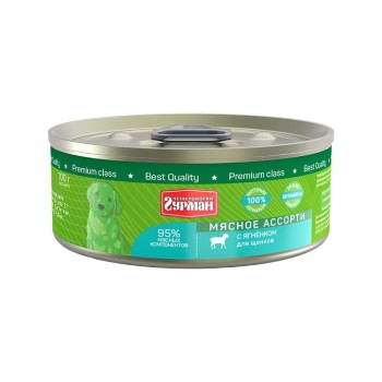 Четвероногий Гурман Мясное ассорти консервированный корм с ягнёнком для щенков - 100 г (24...