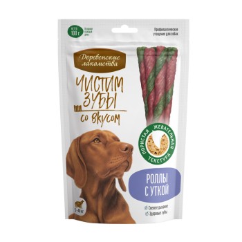 Деревенские лакомства Чистим зубы роллы для собак с уткой - 100 г