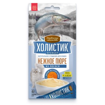 Деревенские лакомства Холистик Премьер лакомство для кошек, нежное пюре из лосося с икрой летучей...