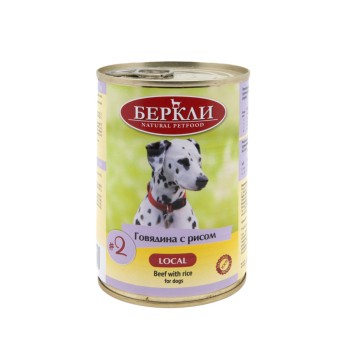 Беркли №2 влажный корм для взрослых собак и щенков, говядина с рисом - 400...