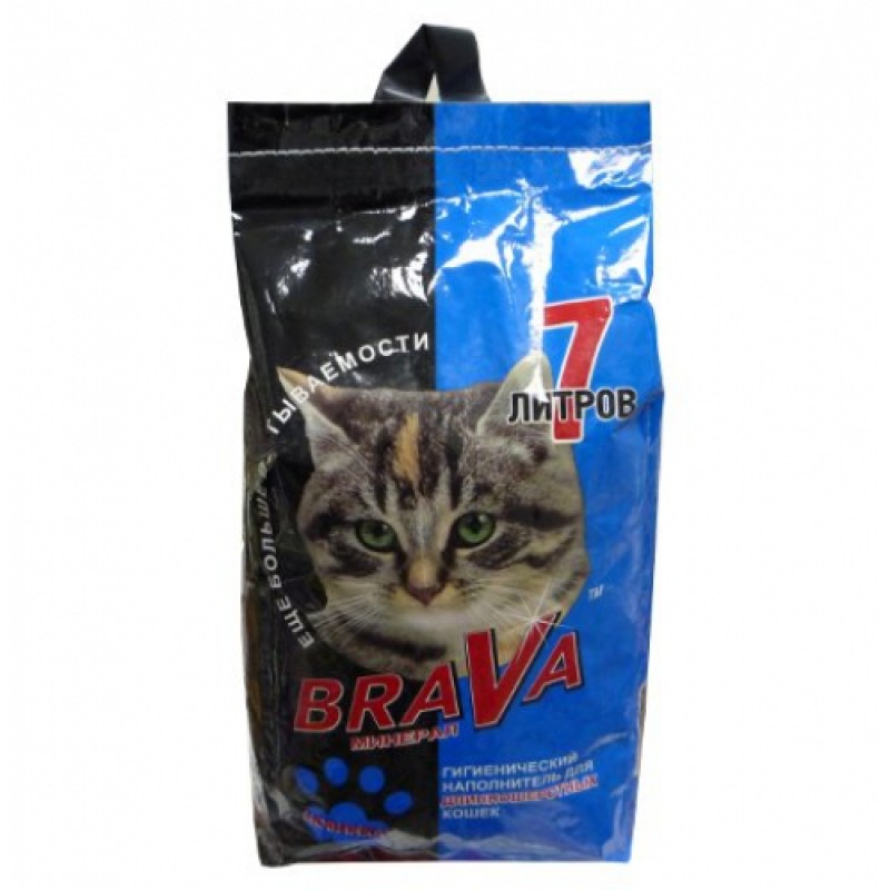 Brava Filler for longhair cats Минерал Наполнитель для длинношерстных кошек  7 л - купить в Зоомагазин СПБ