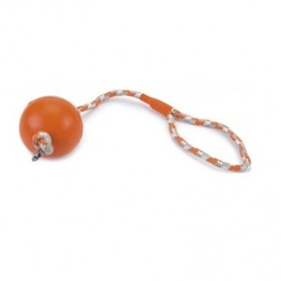 Игрушка для собак оранжевая, литая резиновая Beeztees Мячик на веревке 6,5 * 30 см