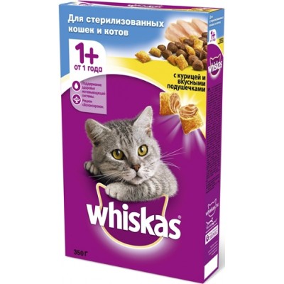 Сухой корм для стерилизованных кошек с курицей Whiskas Cat Sterilised Chicken 350 г