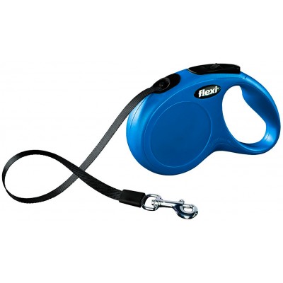 Рулетка для собак, ремень, синяя Flexi New Classic S 5 м до 15 кг