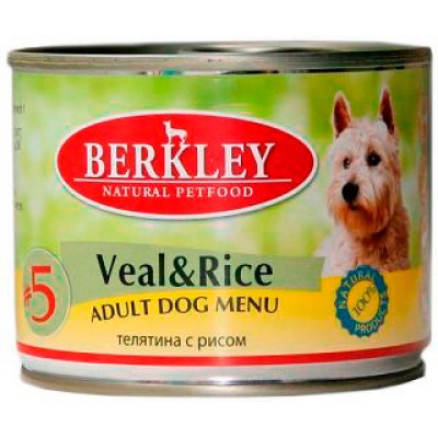 Консервы для собак Berkley Телятина и рис №5 200 г