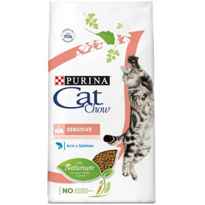 Корм для кошек с чувствительным пищеварением на лососе и рисе Cat Chow Adult Sensitive 1,5 кг