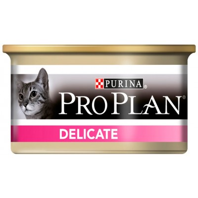Консервы для кошек с индейкой и рисом, идеальное пищеварение Purina Pro Plan Delicate 85 г