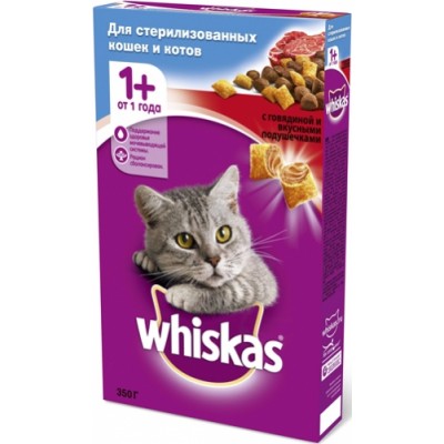 Сухой корм для стерилизованных кошек с говядиной Whiskas Cat Sterilised Beef 350 г