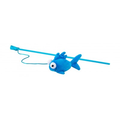 Игрушка-дразнилка для кошек плюшевая рыбка с кошачьей мятой Rogz Catnip Fish Wand синий