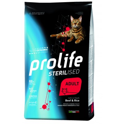 Корм со свежей говядиной и рисом для стерилизованных кошек Prolife Sterilised Adult 400 г