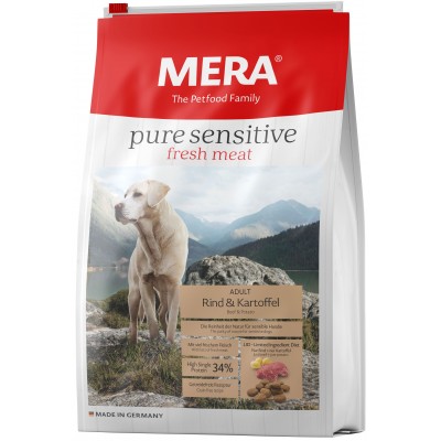 Корм для собак с говядиной и картофелем, с высоким содержанием протеина Mera Pure Sensitive Fresh Meat Adult Rind & Kartoffel High Protein 1 кг