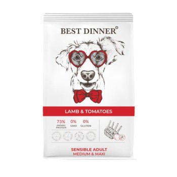 Best Dinner Adult Sensible Medium & Maxi Lamb & Tomatoes сухой корм для собак...