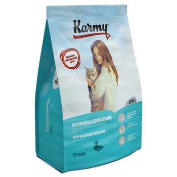 Karmy Hypoallergenic сухой корм для взрослых кошек при пищевой аллергии c уткой - 400...