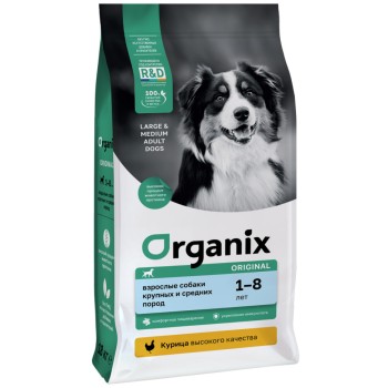 Organix сухой корм для взрослых собак средних и крупных пород, с курицей, фруктами и...