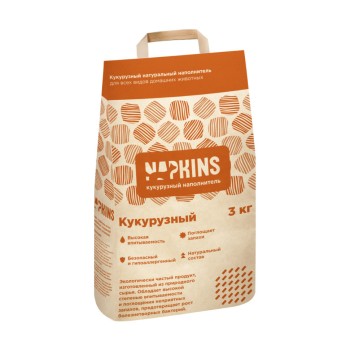 NAPKINS кукурузный впитывающий наполнитель для кошачьего туалета - 4,2 л (3 кг)